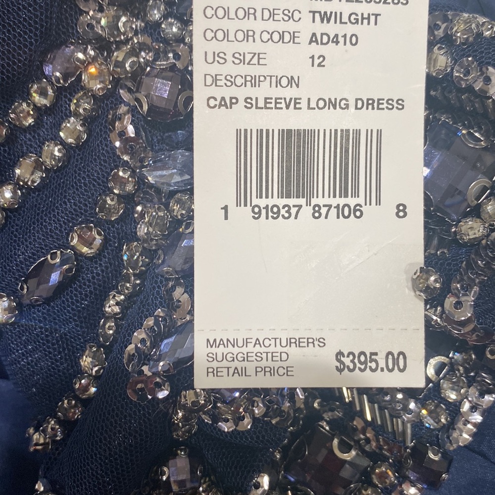 Aidan Mattox beautiful beads & jewels short sleeve satin long gown - Picture 13 of 14